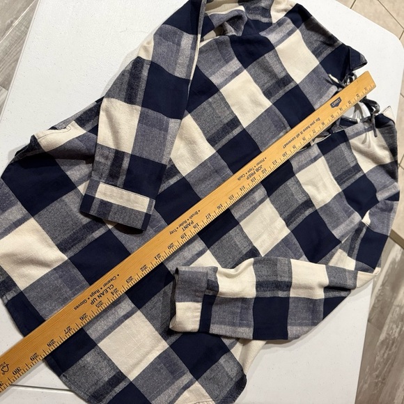 BCBGeneration Plaid Flannel Shirt Lace-up Back Button Front Navy Women’s Small - Picture 6 of 11